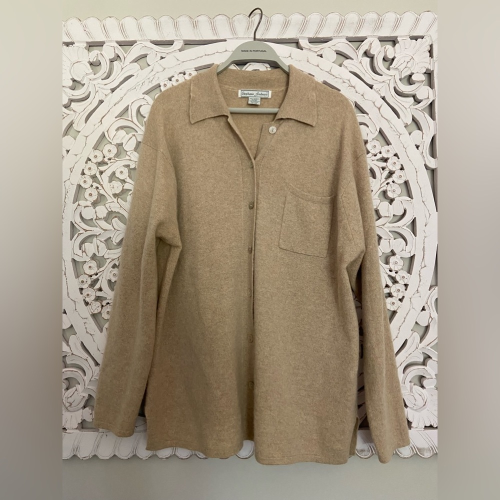 Cashmere Tunic Cardigan, XL , tan/beige